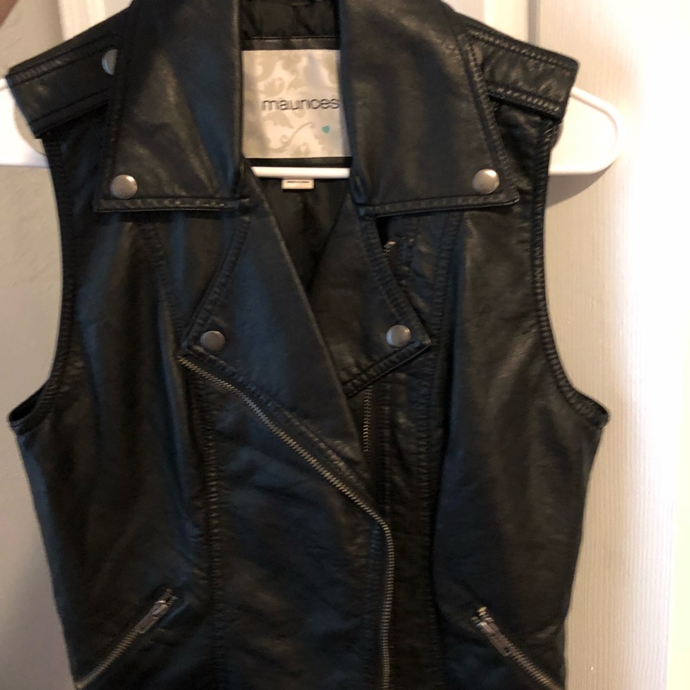 Maurices Black Motorcycle Faux Leather Vest